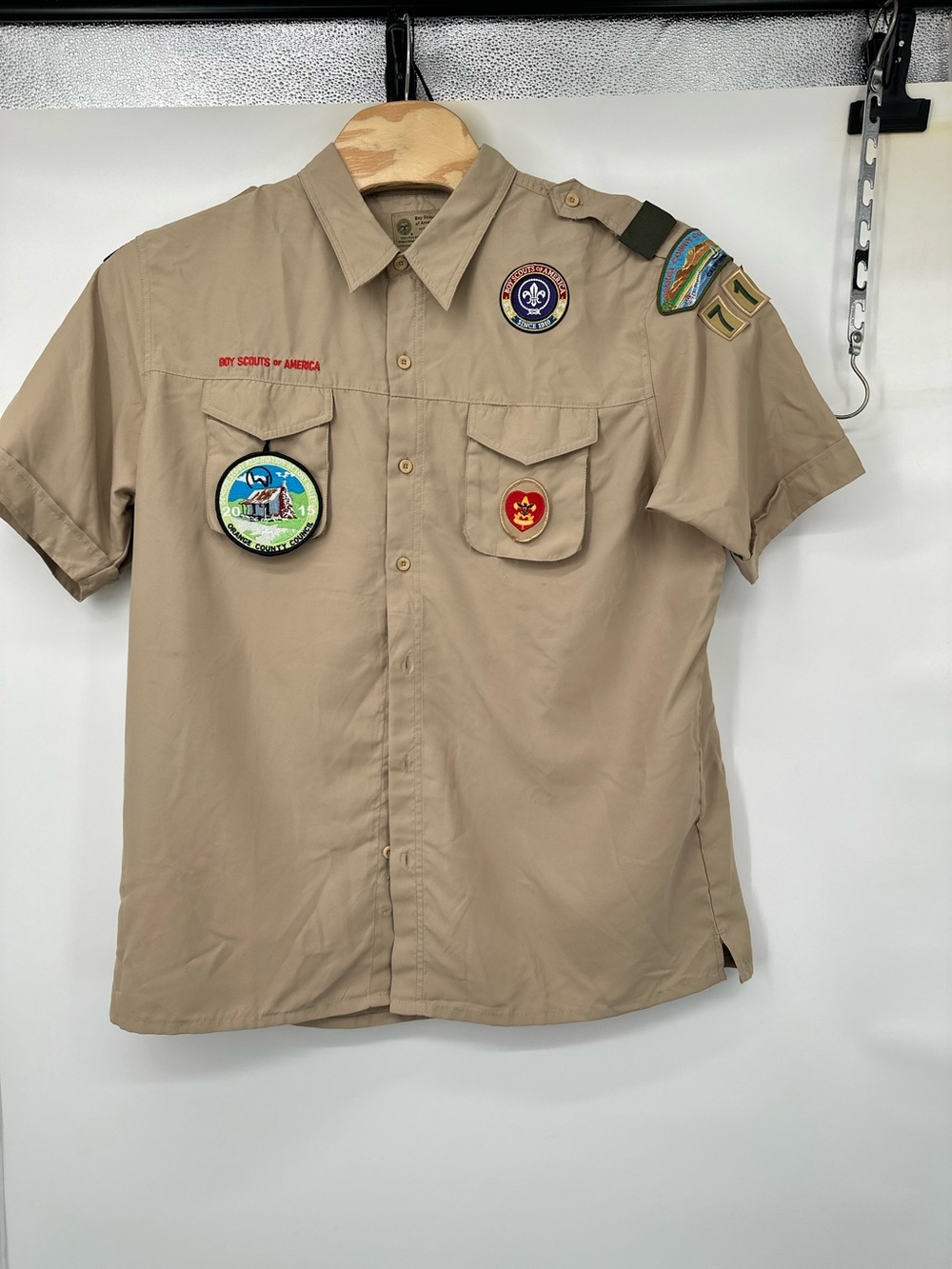 Boy Scouts of America BSA Men's Shirt Tan X-Large XL Vented Poly Microfiber